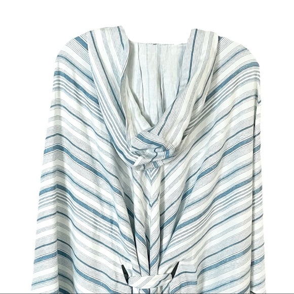 Chaser Beachy Linen Lace-up Dolman Stripe Hooded Tunic Dress Cover Up Size M NWT - Picture 5 of 10